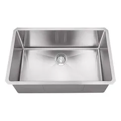 Stainless steel undermount single bowl kitchen sink with micro radius corners, 32 by 18 inches