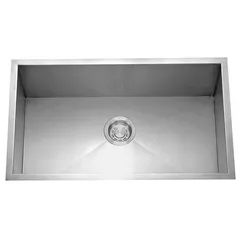 Stainless steel undermount single bowl kitchen sink with zero radius corners, 32 by 18 inches